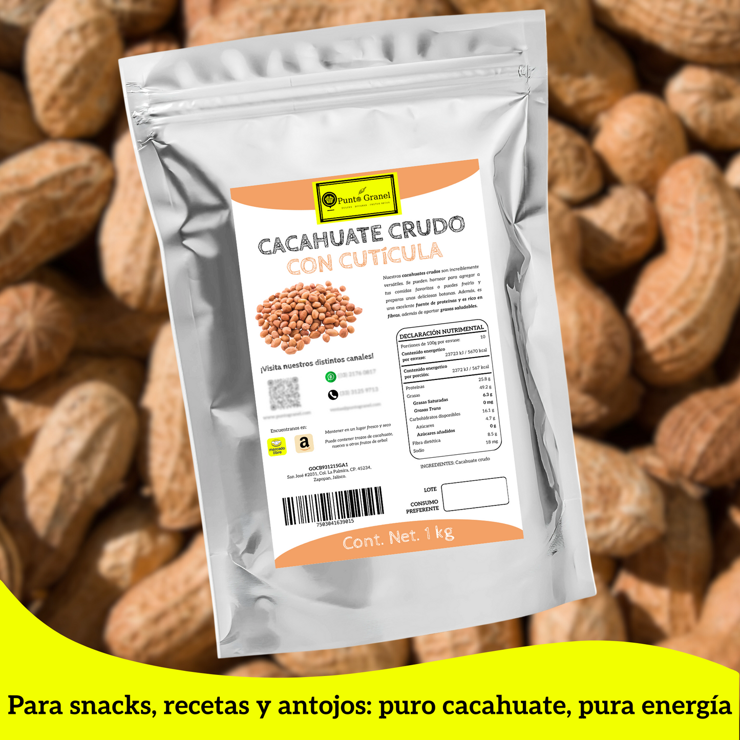 Punto Granel Cacahuate Crudo con Cuticula 1kg