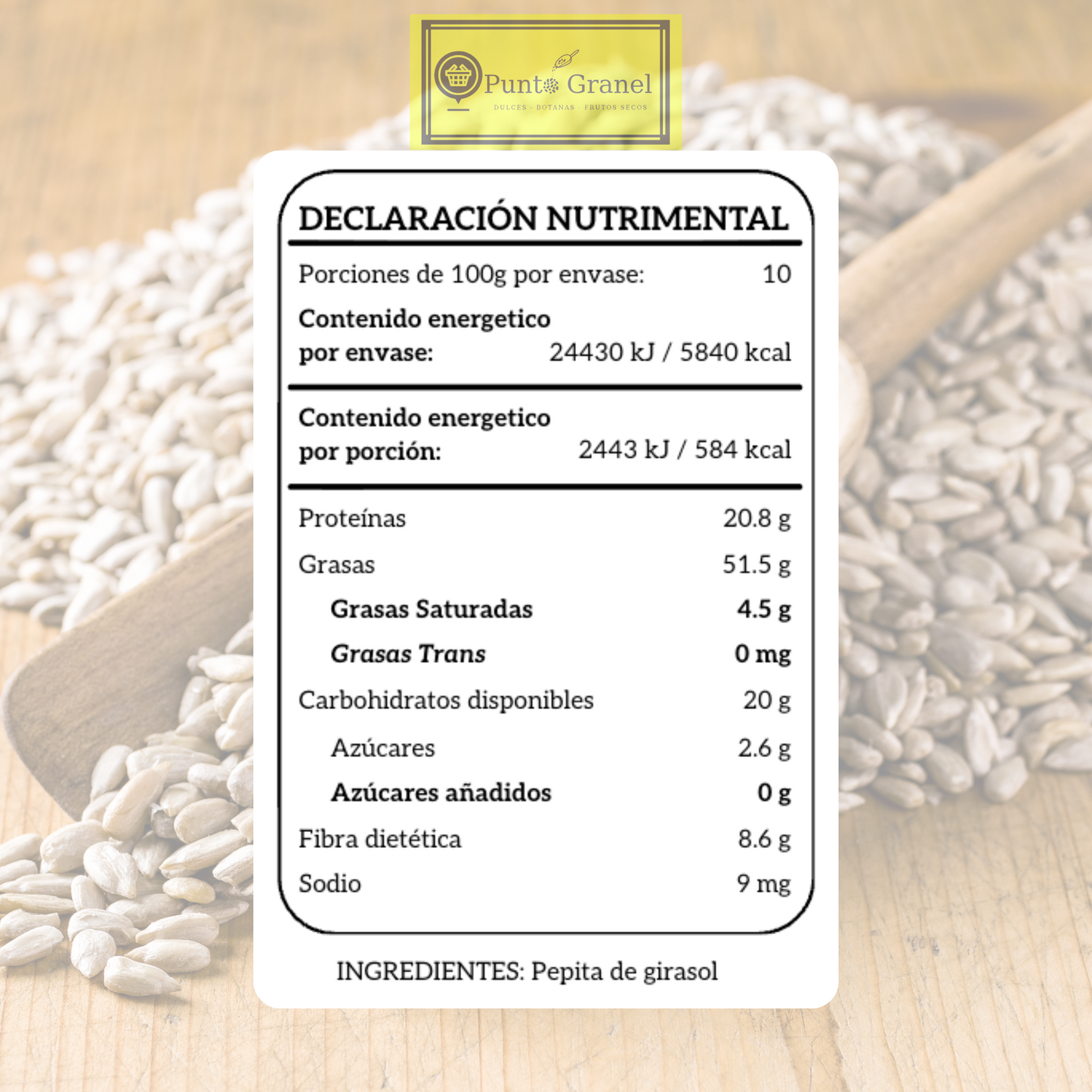 Punto Granel Pepita de Girasol Natural 1kg