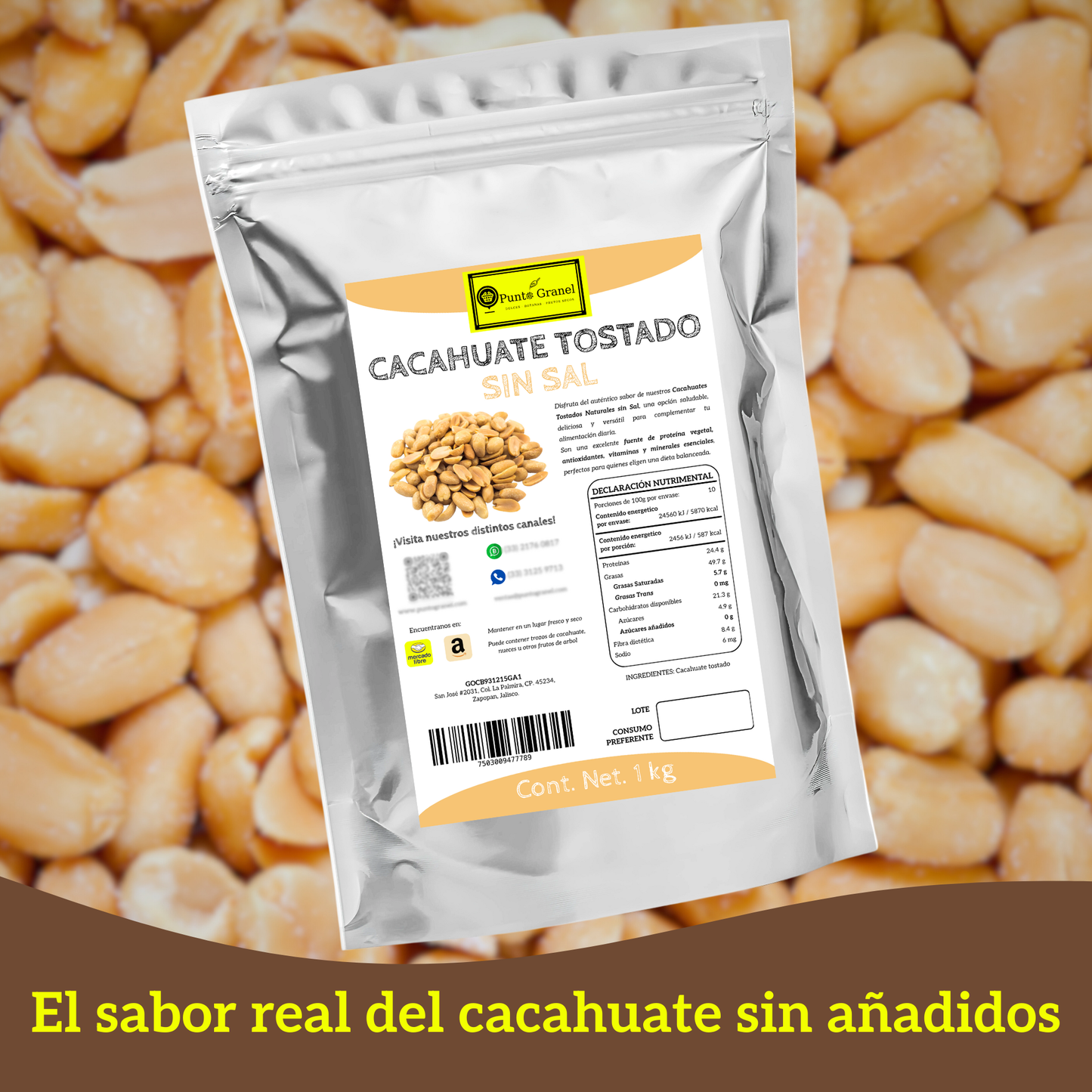 Cacahuates Tostados Sin Sal Añadida