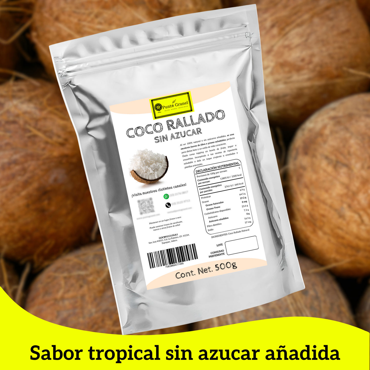 Punto Granel Coco Rallado Sin Azúcar 500gr