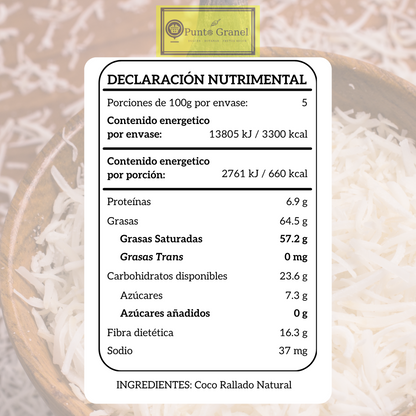 Punto Granel Coco Rallado Sin Azúcar 500gr