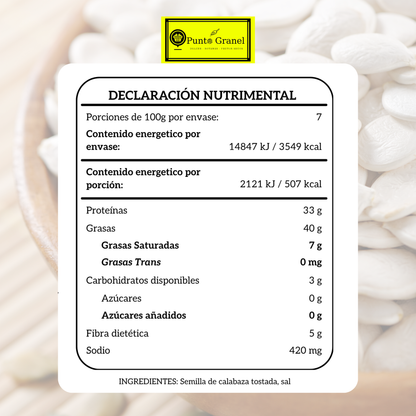 Punto Granel Semillas de Calabaza Tostadas y Saladas 700gr
