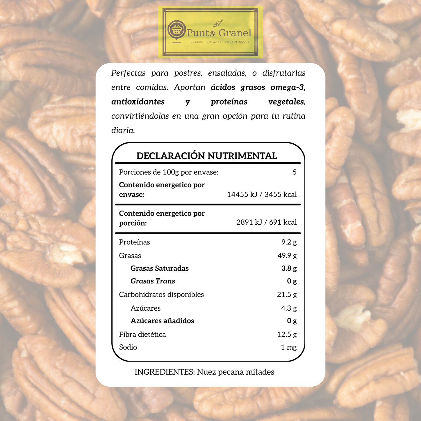 Punto Granel Nuez Pecana Mitades 500gr