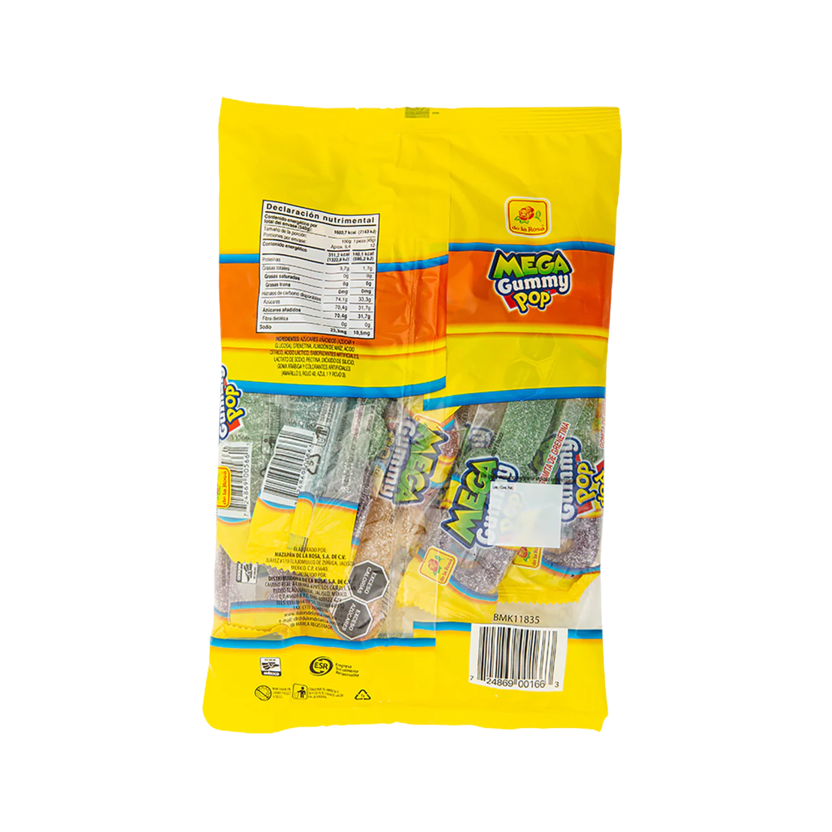 De La Rosa Gummy Pop Mega 12pz