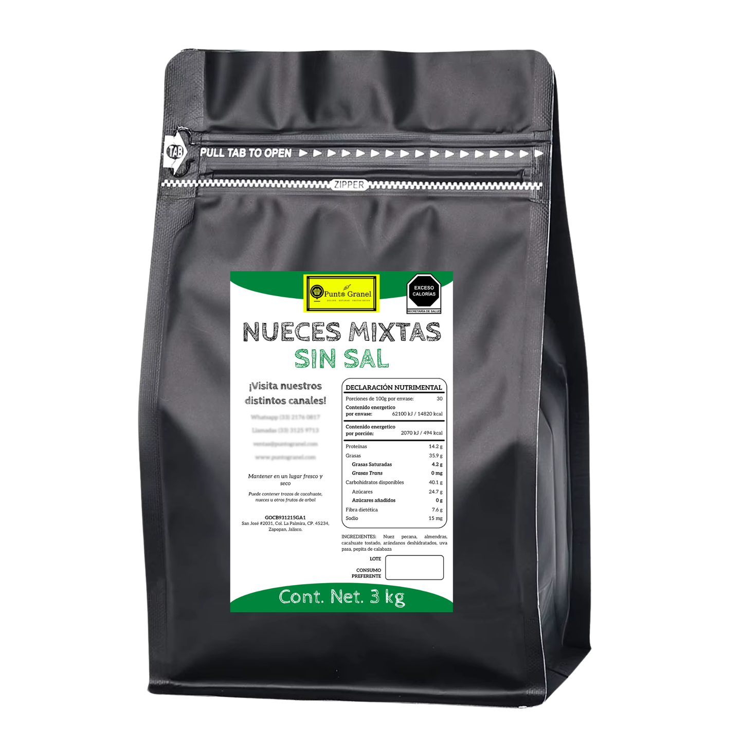 Punto Granel Nueces Mixtas Sin Sal 3 kg Granel